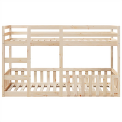 Solid Pine Wood Bunk Bed - Space-Saving 80x200 cm with Guardrails & Ladder