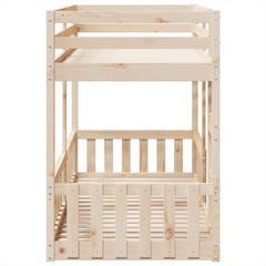 Solid Pine Wood Bunk Bed - Space-Saving 80x200 cm with Guardrails & Ladder