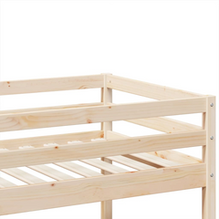 Solid Pine Wood Bunk Bed - Space-Saving 80x200 cm with Guardrails & Ladder