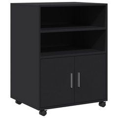 Rolling Cabinet Black 60x48x81 cm with Engineered Wood - Versatile Storage Solution on Wheels