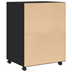 Rolling Cabinet Black 60x48x81 cm with Engineered Wood - Versatile Storage Solution on Wheels