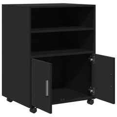 Rolling Cabinet Black 60x48x81 cm with Engineered Wood - Versatile Storage Solution on Wheels