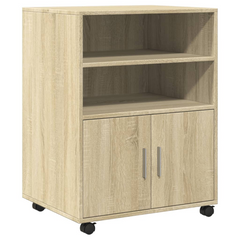 Rolling Cabinet Sonoma Oak 60x48x81 cm - Versatile Engineered Wood Storage Solution