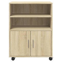 Rolling Cabinet Sonoma Oak 60x48x81 cm - Versatile Engineered Wood Storage Solution