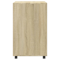 Rolling Cabinet Sonoma Oak 60x48x81 cm - Versatile Engineered Wood Storage Solution