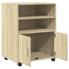 Rolling Cabinet Sonoma Oak 60x48x81 cm - Versatile Engineered Wood Storage Solution