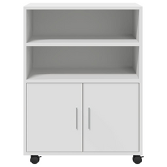 Rolling Cabinet - White Engineered Wood, Mobile Storage Solution 60x48x81 cm