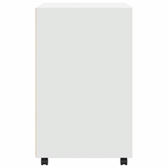 Rolling Cabinet - White Engineered Wood, Mobile Storage Solution 60x48x81 cm