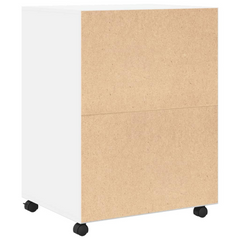 Rolling Cabinet - White Engineered Wood, Mobile Storage Solution 60x48x81 cm