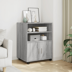 Rolling Cabinet in Grey Sonoma - 60x48x81 cm Engineered Wood Mobile Storage Solution