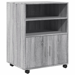 Rolling Cabinet in Grey Sonoma - 60x48x81 cm Engineered Wood Mobile Storage Solution