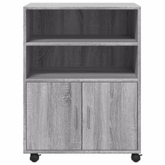 Rolling Cabinet in Grey Sonoma - 60x48x81 cm Engineered Wood Mobile Storage Solution