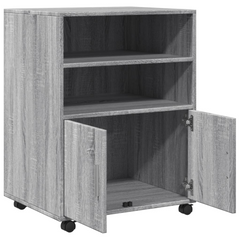 Rolling Cabinet in Grey Sonoma - 60x48x81 cm Engineered Wood Mobile Storage Solution