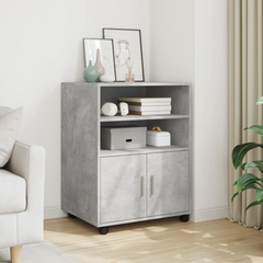 Rolling Cabinet in Concrete Grey - Versatile Storage Solution with 4 Wheels, Engineered Wood, 60x48x81 cm