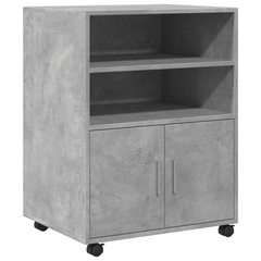 Rolling Cabinet in Concrete Grey - Versatile Storage Solution with 4 Wheels, Engineered Wood, 60x48x81 cm