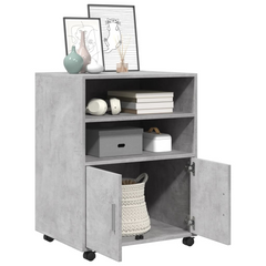 Rolling Cabinet in Concrete Grey - Versatile Storage Solution with 4 Wheels, Engineered Wood, 60x48x81 cm