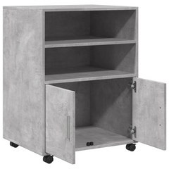 Rolling Cabinet in Concrete Grey - Versatile Storage Solution with 4 Wheels, Engineered Wood, 60x48x81 cm