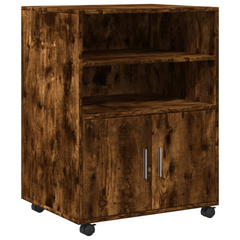 Rolling Cabinet - Smoked Oak, 60x48x81 cm, Durable Engineered Wood, Mobile Storage Solution for Home and Office