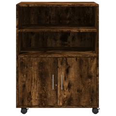 Rolling Cabinet - Smoked Oak, 60x48x81 cm, Durable Engineered Wood, Mobile Storage Solution for Home and Office