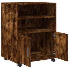 Rolling Cabinet - Smoked Oak, 60x48x81 cm, Durable Engineered Wood, Mobile Storage Solution for Home and Office