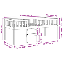 Children's Bed Frame Without Mattress - White, Solid Pine Wood, 90x200 cm