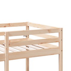 Loft Bed Frame with Desk and Chairs 75x190cm - Solid Pine Wood, Space-Saving Solution