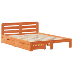 Solid Pine Wood Bed Frame Without Mattress in Wax Brown 140x200 cm - Sturdy & Stylish