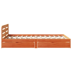 Solid Pine Wood Bed Frame Without Mattress in Wax Brown 140x200 cm - Sturdy & Stylish