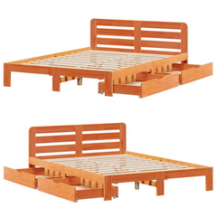 Solid Pine Wood Bed Frame Without Mattress in Wax Brown 140x200 cm - Sturdy & Stylish