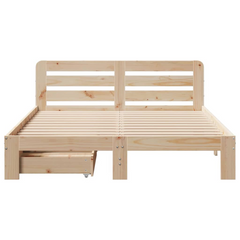 King Size Solid Pine Wood Bed Frame - Sturdy & Elegant 150x200 cm - No Mattress