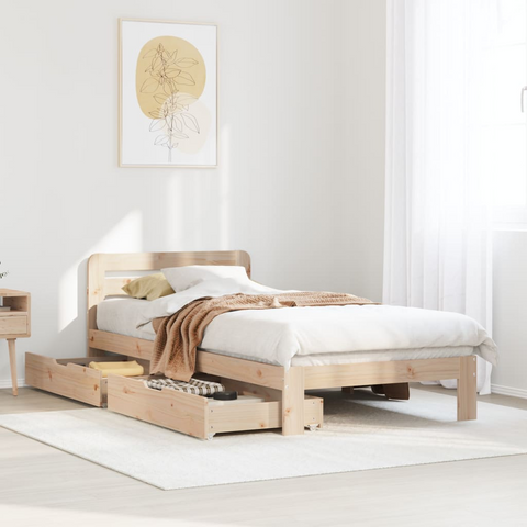 Solid Pine Wood Bed Frame - 90x200 cm | Rustic Charm & Modern Elegance