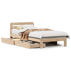 Solid Pine Wood Bed Frame - 90x200 cm | Rustic Charm & Modern Elegance