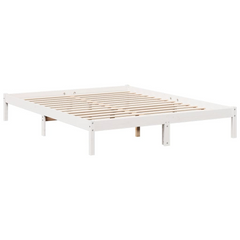 Extra Long Solid Pine Wood Bed Frame - White, 160x220 cm | Durable & Stylish