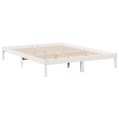 Extra Long Solid Pine Wood Bed Frame - White, 160x220 cm | Durable & Stylish