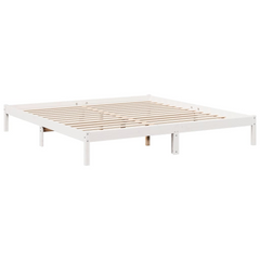 Extra Long Solid Wood Pine Bed Frame - White, 180x220 cm | No Mattress Included