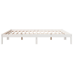 Extra Long Solid Wood Pine Bed Frame - White, 180x220 cm | No Mattress Included