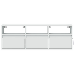 Stylish TV Wall Cabinet with Customizable LED Lights, White 130x31x45 cm - Ample Storage & Space-Saving