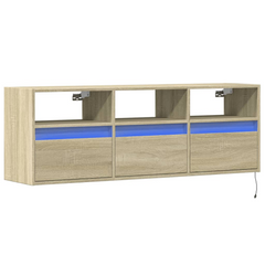 TV Wall Cabinet with RGB LED Lights - Sonoma Oak, 130x31x45 cm | Stylish & Space-Saving Entertainment Center