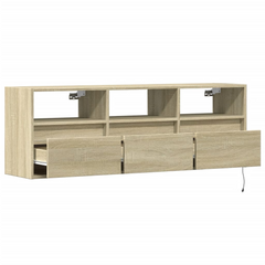 TV Wall Cabinet with RGB LED Lights - Sonoma Oak, 130x31x45 cm | Stylish & Space-Saving Entertainment Center