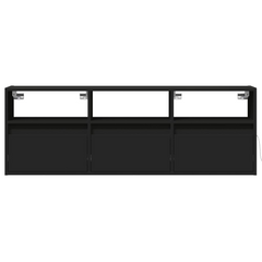 Stylish TV Wall Cabinet with RGB LED Lights - Black 130x31x45 cm