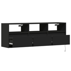 Stylish TV Wall Cabinet with RGB LED Lights - Black 130x31x45 cm