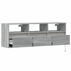 Stylish TV Wall Cabinet with RGB LED Lights Grey Sonoma 130x31x45 cm | Modern Floating Entertainment Center