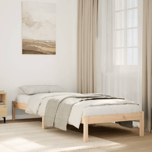 Extra Long Solid Wood Pine Bed Frame without Mattress 90x210 cm - Durable & Rustic