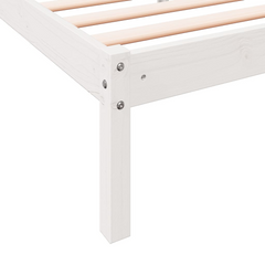 Extra Long White Solid Pine Wood Bed Frame 140x220 cm - Sturdy and Stylish