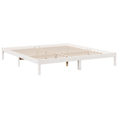 Extra Long White Bed Frame 200x210 cm | Solid Pine Wood | Sturdy & Stylish