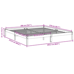 Extra Long White Bed Frame 200x210 cm | Solid Pine Wood | Sturdy & Stylish