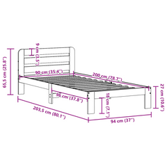 Solid Wood Pine Bed Frame – Wax Brown, 90x200 cm | Durable & Stylish