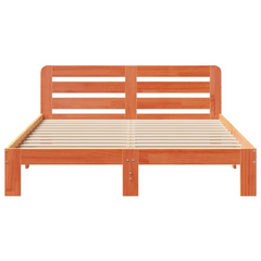 Solid Pine Wood Bed Frame without Mattress, Wax Brown, 140x200 cm - Durable & Stylish