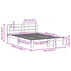 Solid Pine Wood Bed Frame without Mattress, Wax Brown, 140x200 cm - Durable & Stylish