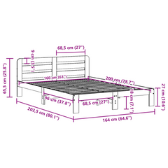 Elegant Solid Wood Pine Bed Frame - 160x200 cm - Wax Brown Finish